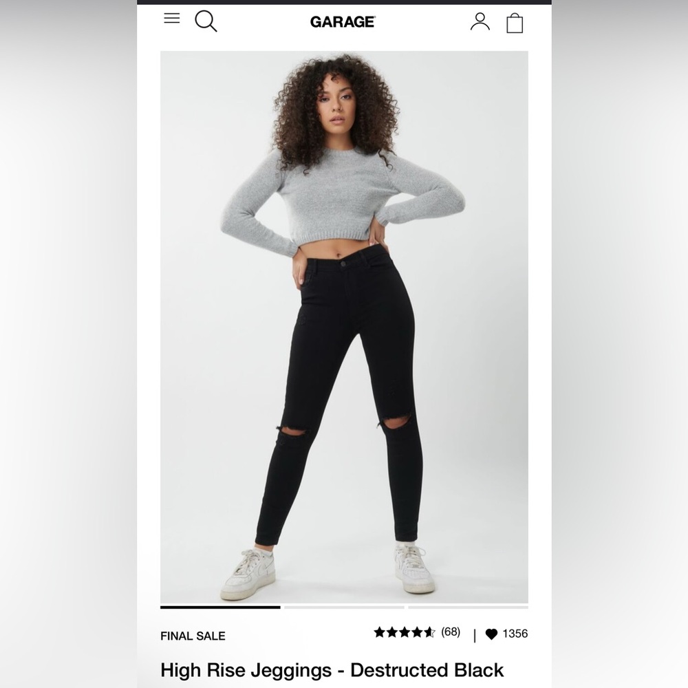 Garage Jean, black high rise jegging - destructed